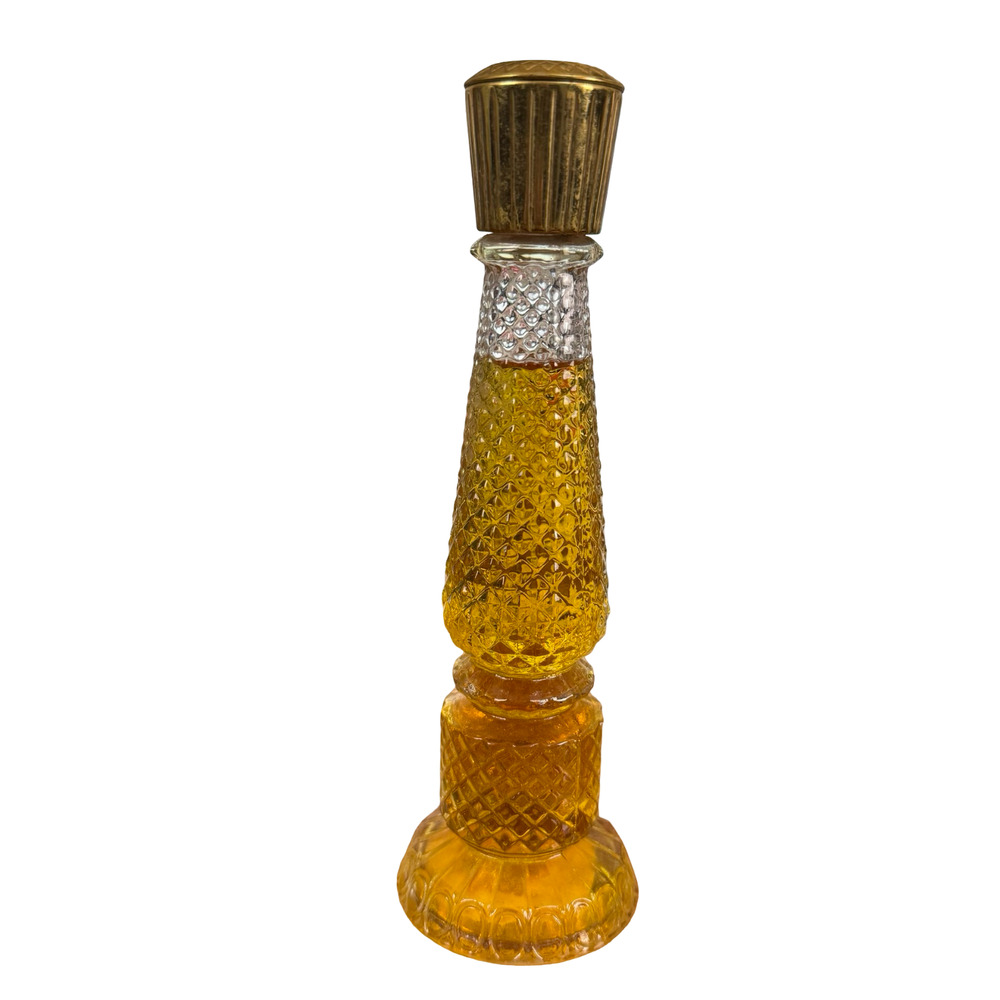 Avon Vintage Candlestick Candle Holder Clear Perfume Bottle Cologne Glass Empty